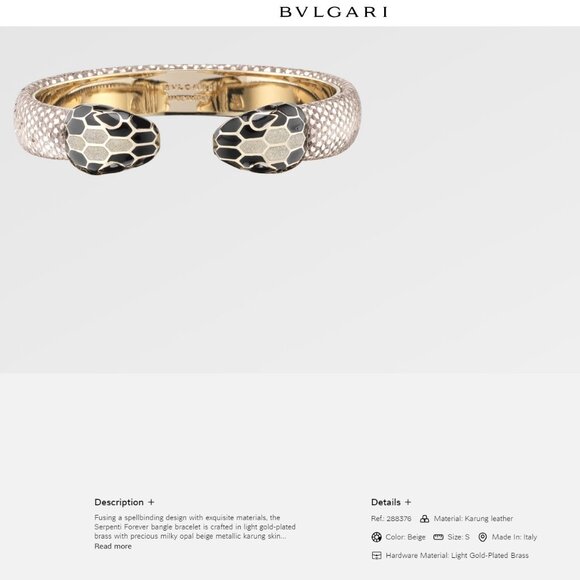BVLGARI Bulgari Serpenti Forever Open Cuff Bangle Bracelet Snake Serpent Head - Picture 6 of 6